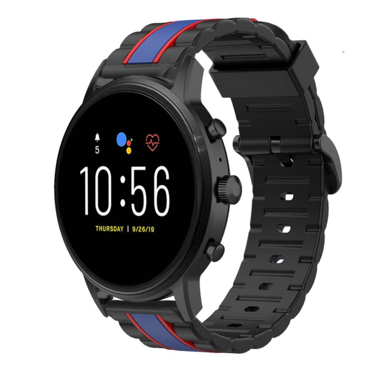 Strap-it Fossil Gen 5 Special Edition band (zwart/blauw)