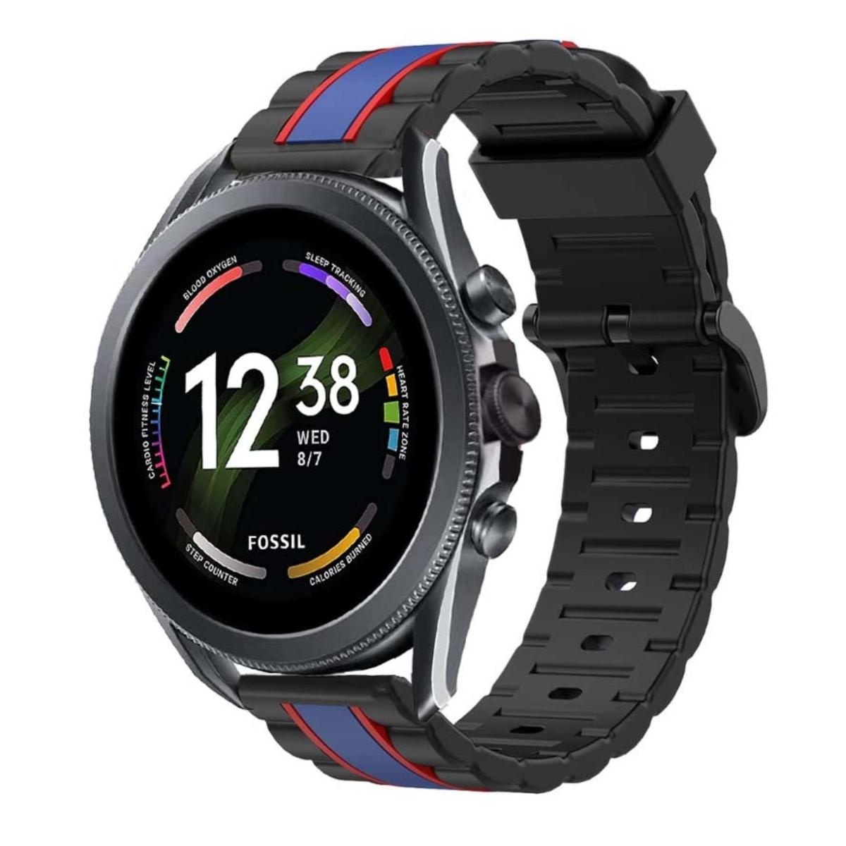 Strap-it Fossil Gen 6 - 44mm Special Edition band (zwart/blauw)