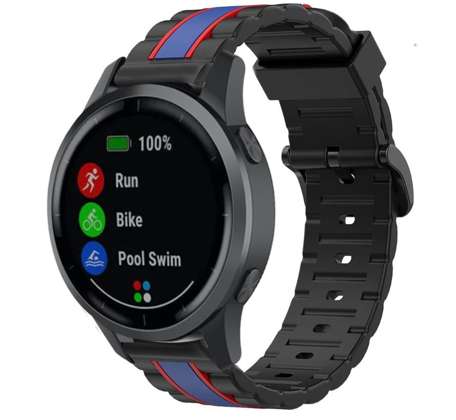 Strap-it Garmin  Vivoactive 4 Special Edition band (zwart/blauw)