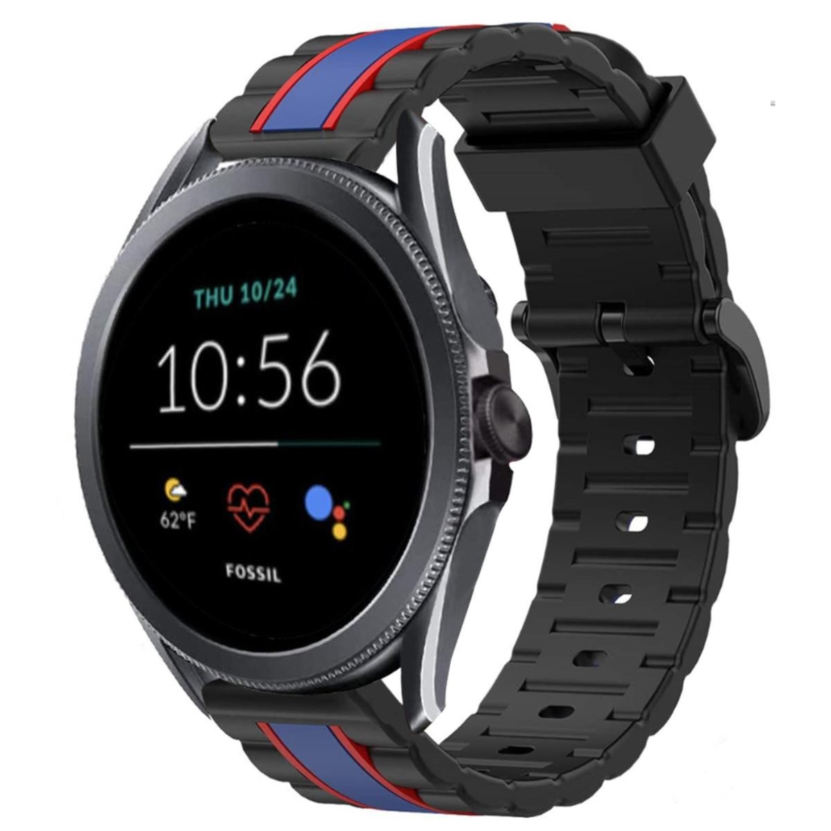Strap-it Fossil Gen 5e - 44mm Special Edition band (zwart/blauw)