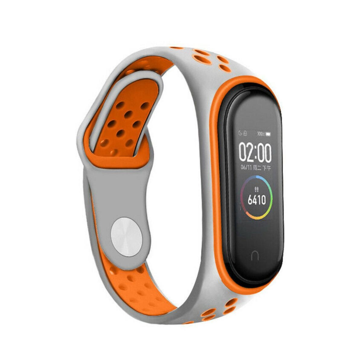 Strap-it Xiaomi Mi Band 6 sport bandje (grijs/oranje)