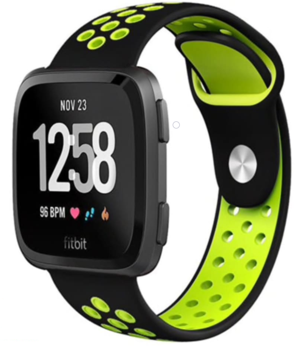 Strap-it Fitbit Versa sport band (zwart/fluocent)