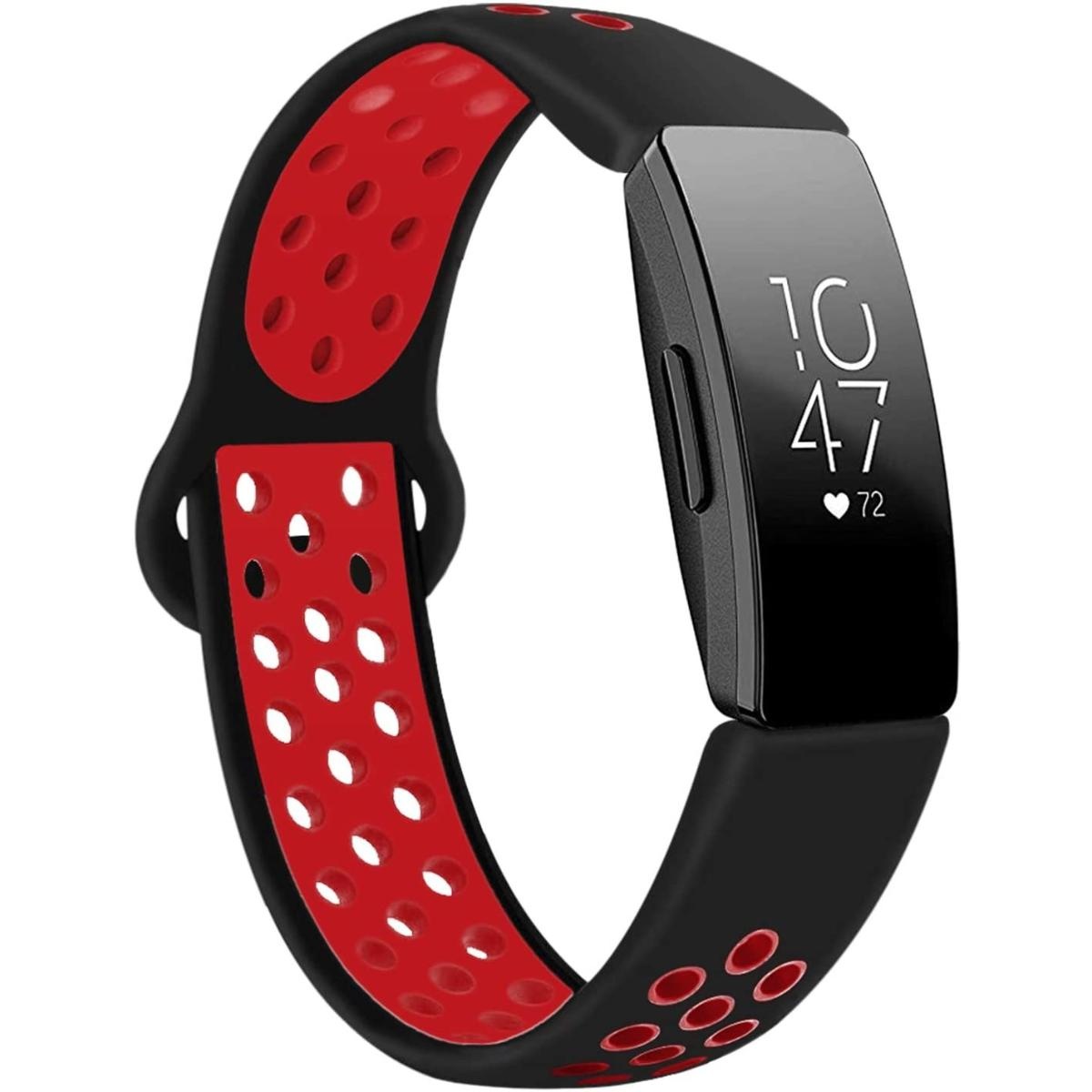 Strap-it Fitbit Inspire sport band (zwart / rood)