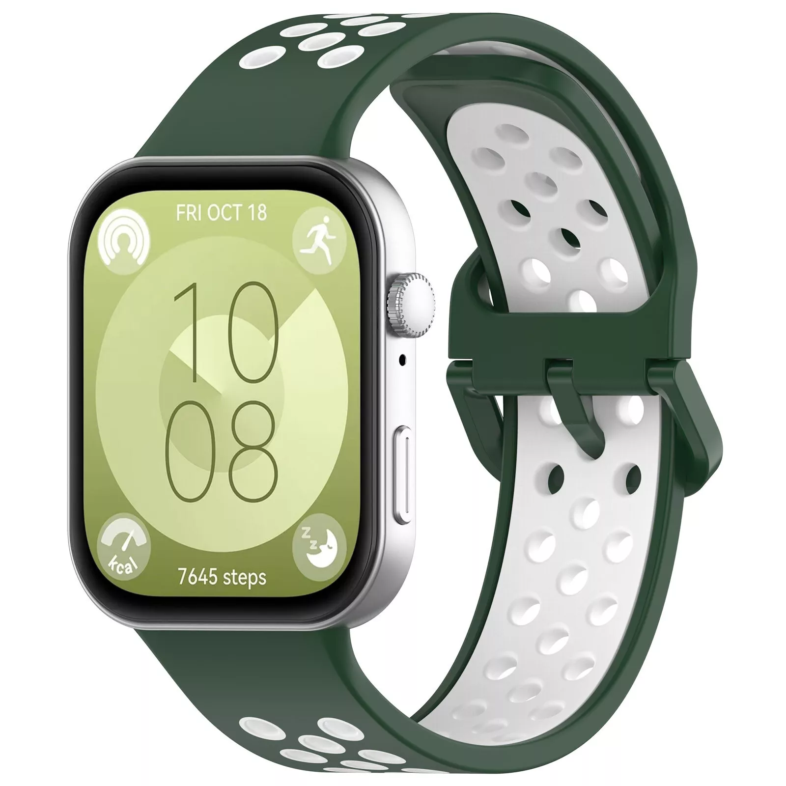 Strap-it Huawei Watch Fit 4 Pro sport bandje (groen/wit)
