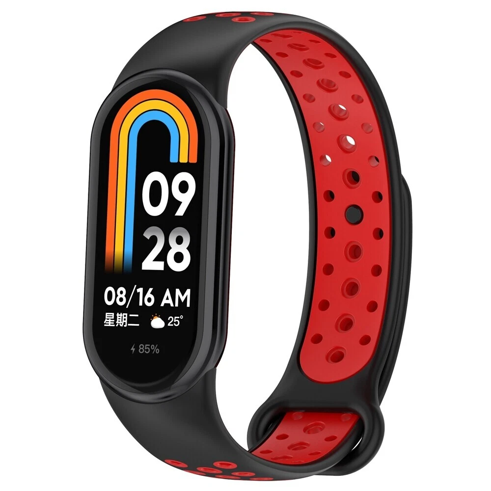 Strap-it Xiaomi Smart Band 8 sport bandje (zwart/rood)