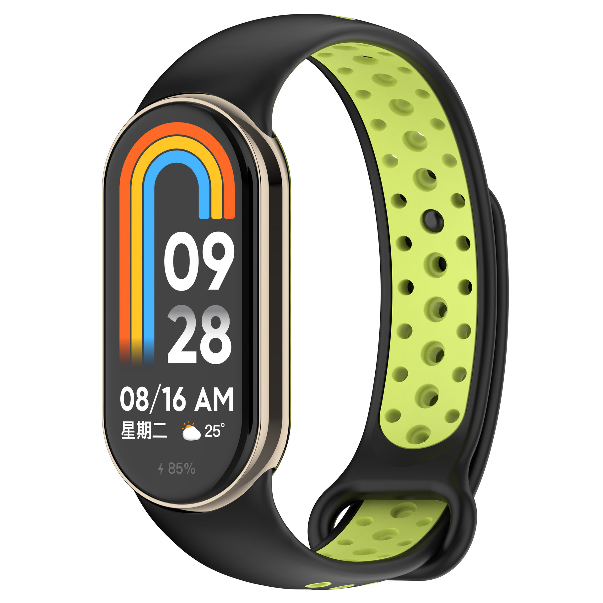 Strap-it Xiaomi Smart Band 8 sport bandje (zwart/lime)
