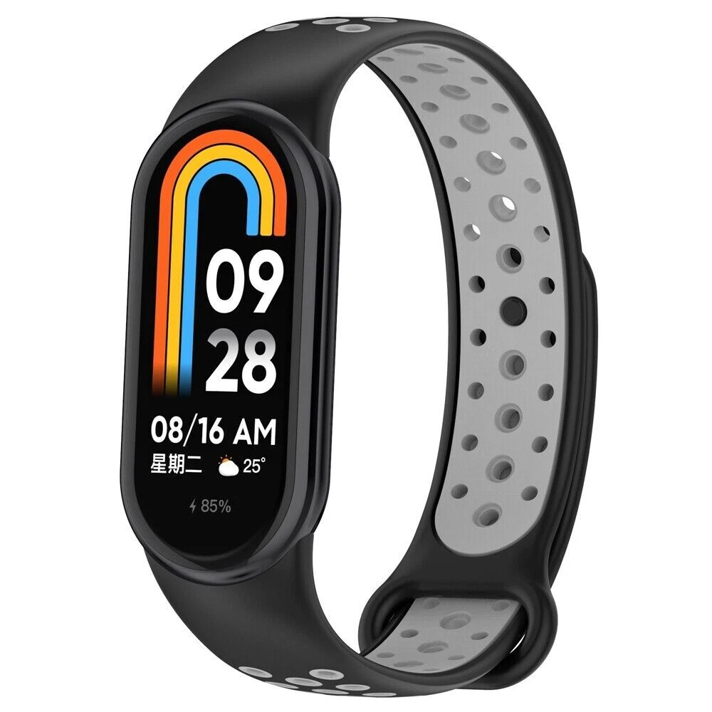 Strap-it Xiaomi Smart Band 9 sport bandje (zwart/grijs)