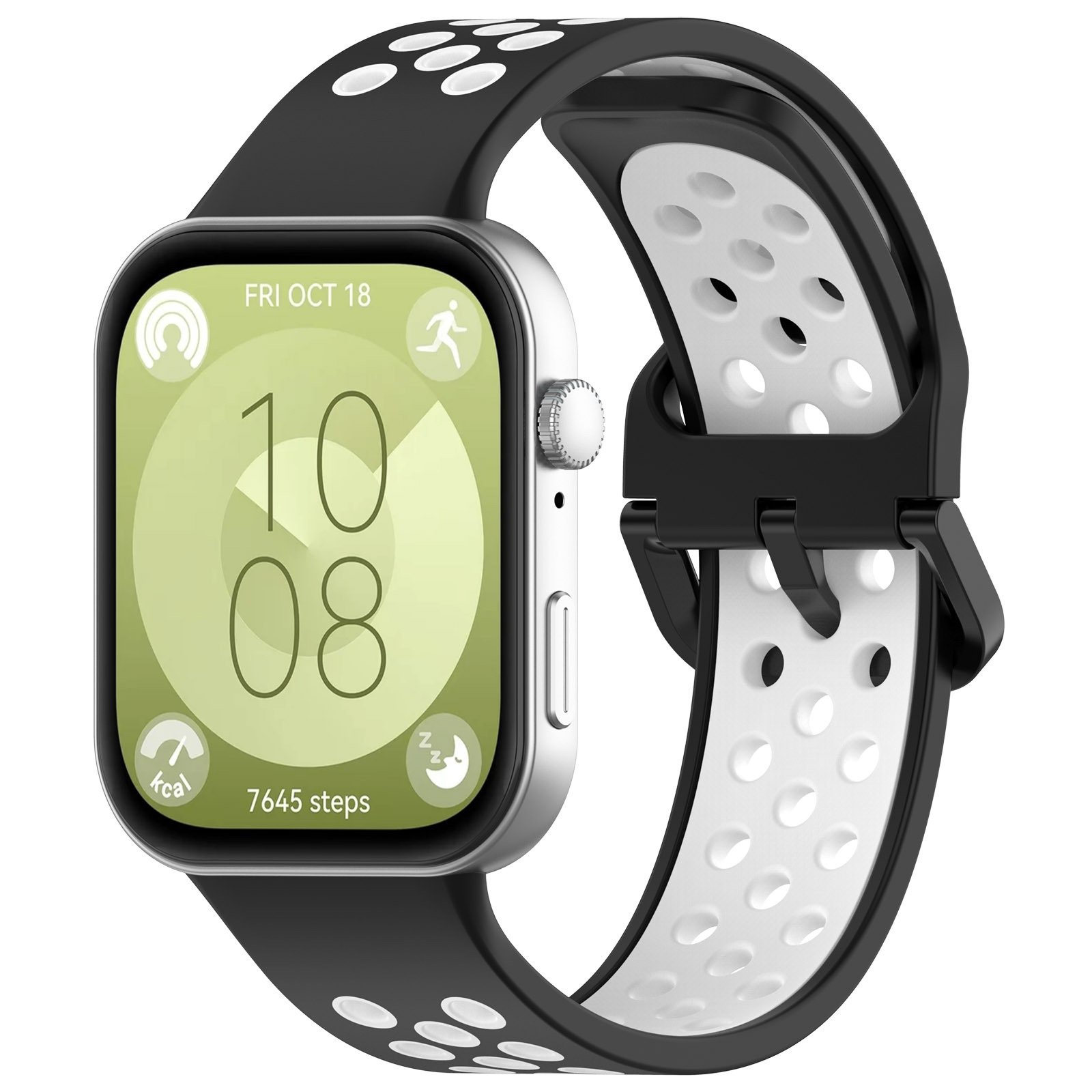 Strap-it Huawei Watch Fit 3 sport bandje (zwart/wit)
