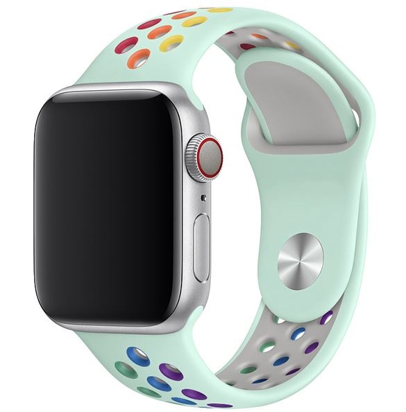 Strap-it Apple Watch SE sport band (lichtblauw/kleurrijk)