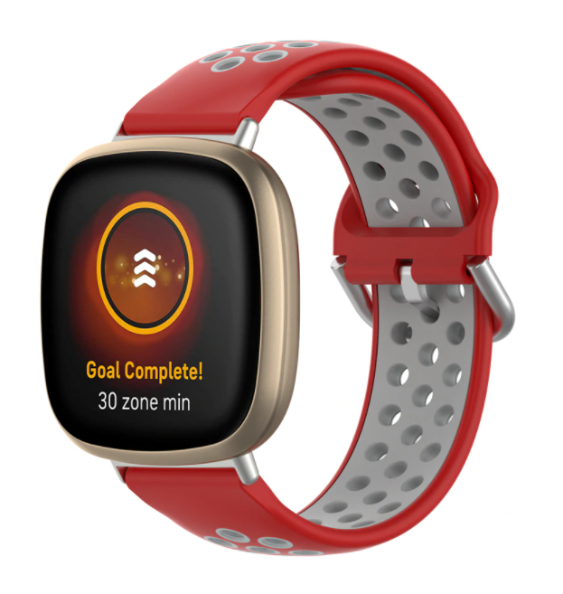 Strap-it Fitbit Versa 3 sport bandje (rood/grijs)
