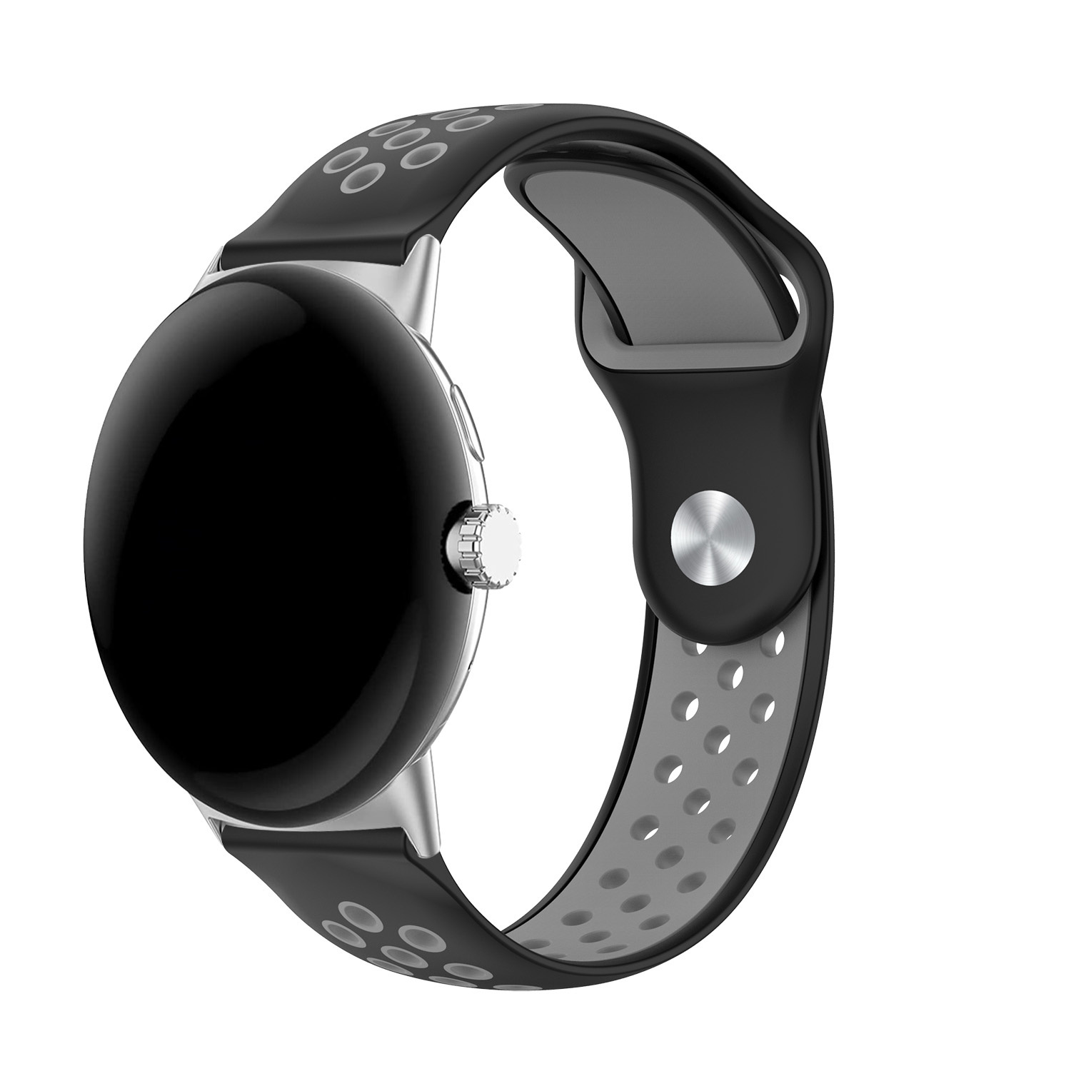 Strap-it Google Pixel Watch 3 - 41mm sport bandje (zwart/grijs)