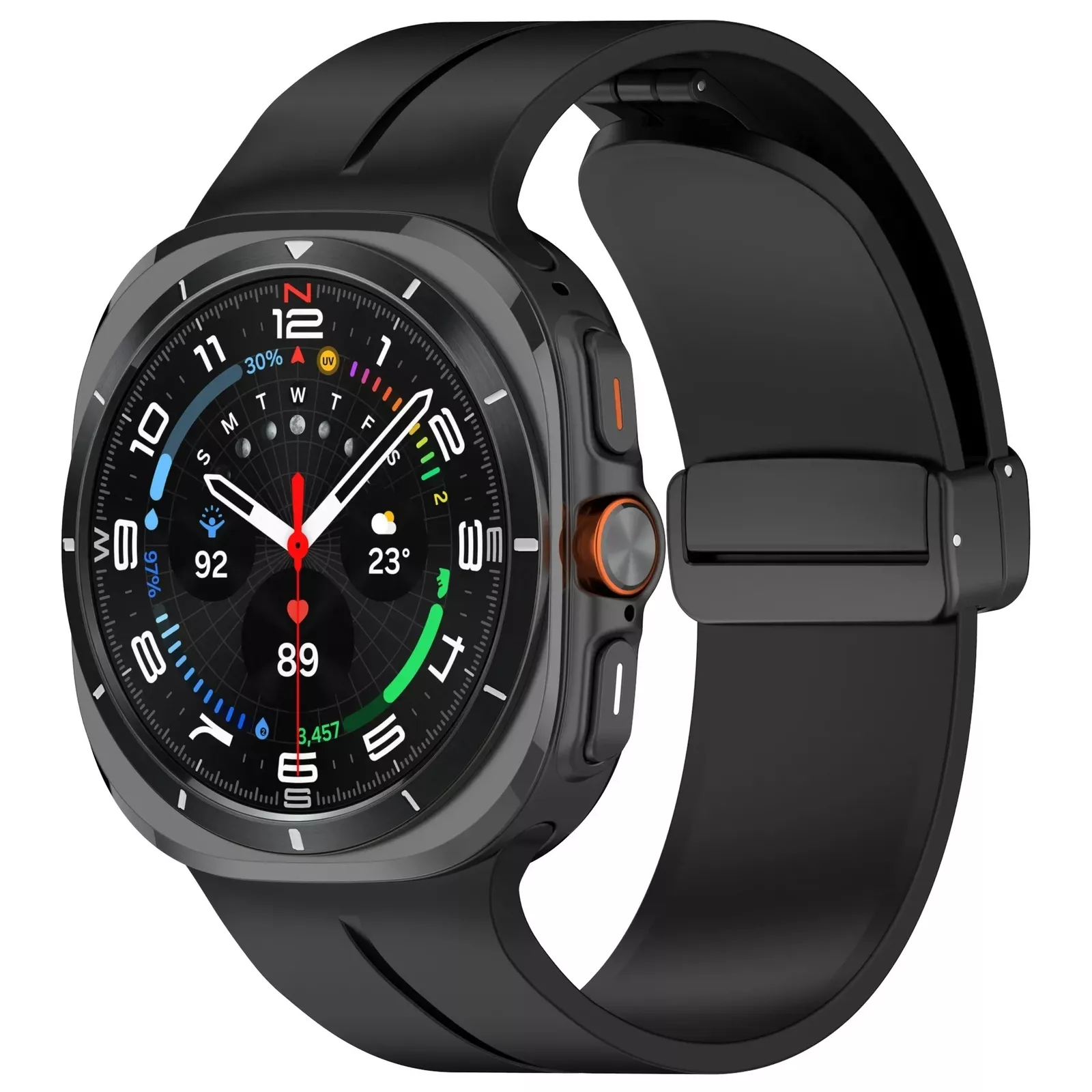 Strap-it Samsung Galaxy Watch Ultra 2025 sport band met D-buckle (zwart)