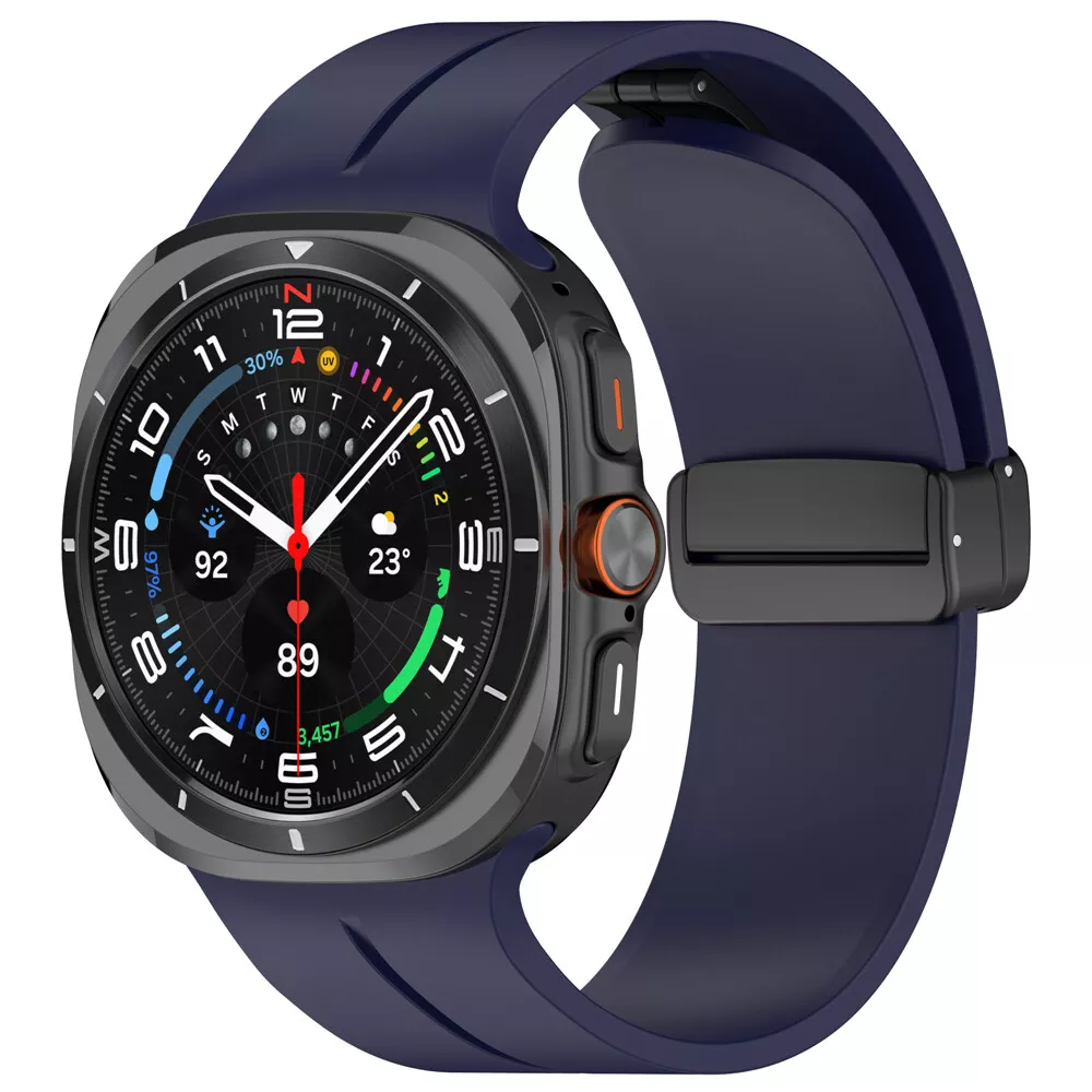 Strap-it Samsung Galaxy Watch Ultra 2025 sport band met D-buckle (donkerblauw)