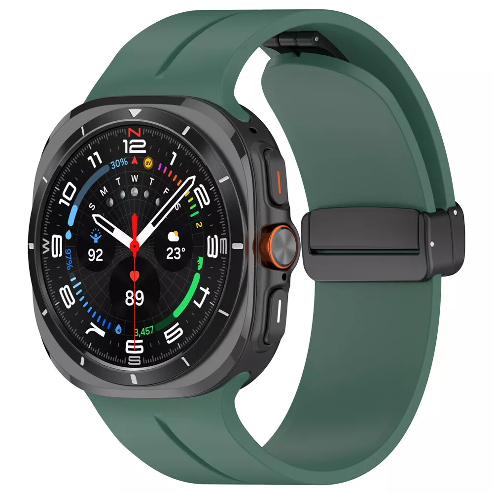 Strap-it Samsung Galaxy Watch Ultra 2025 sport band met D-buckle (donkergroen)