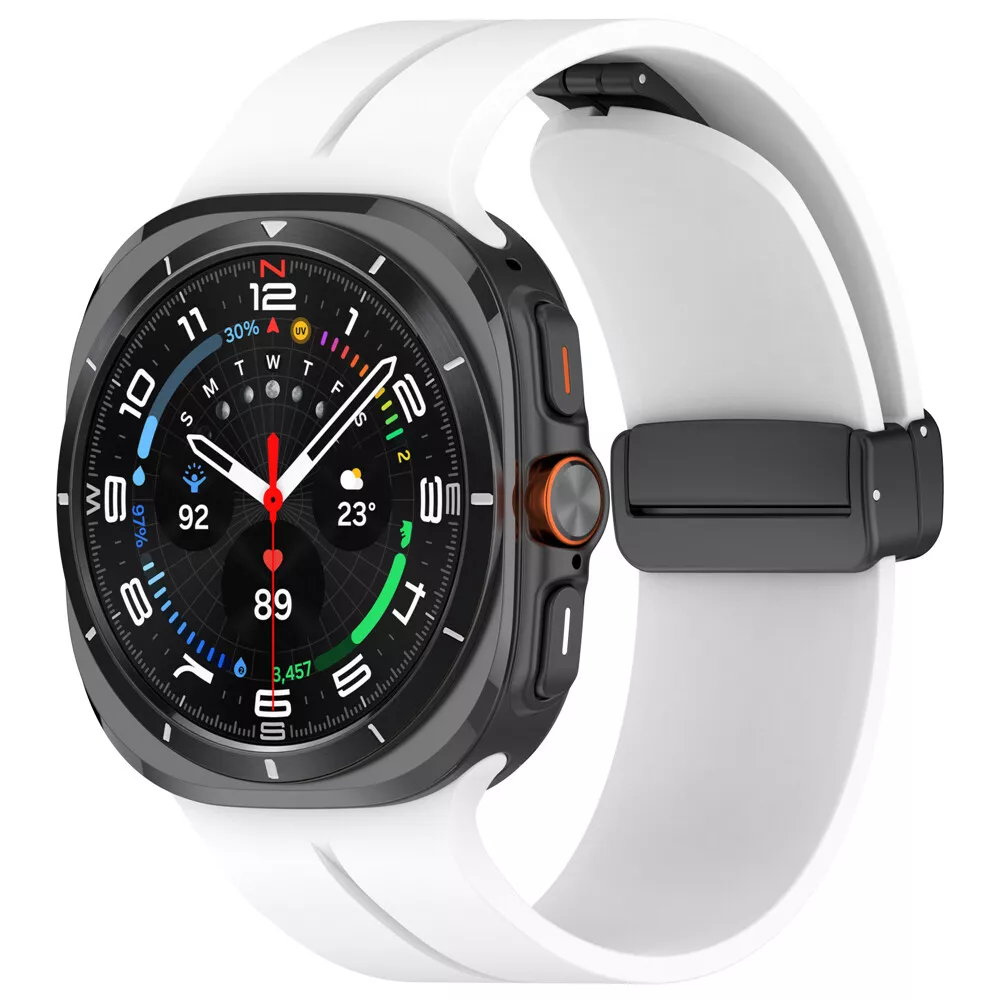 Strap-it Samsung Galaxy Watch Ultra 2025 sport band met D-buckle (wit)