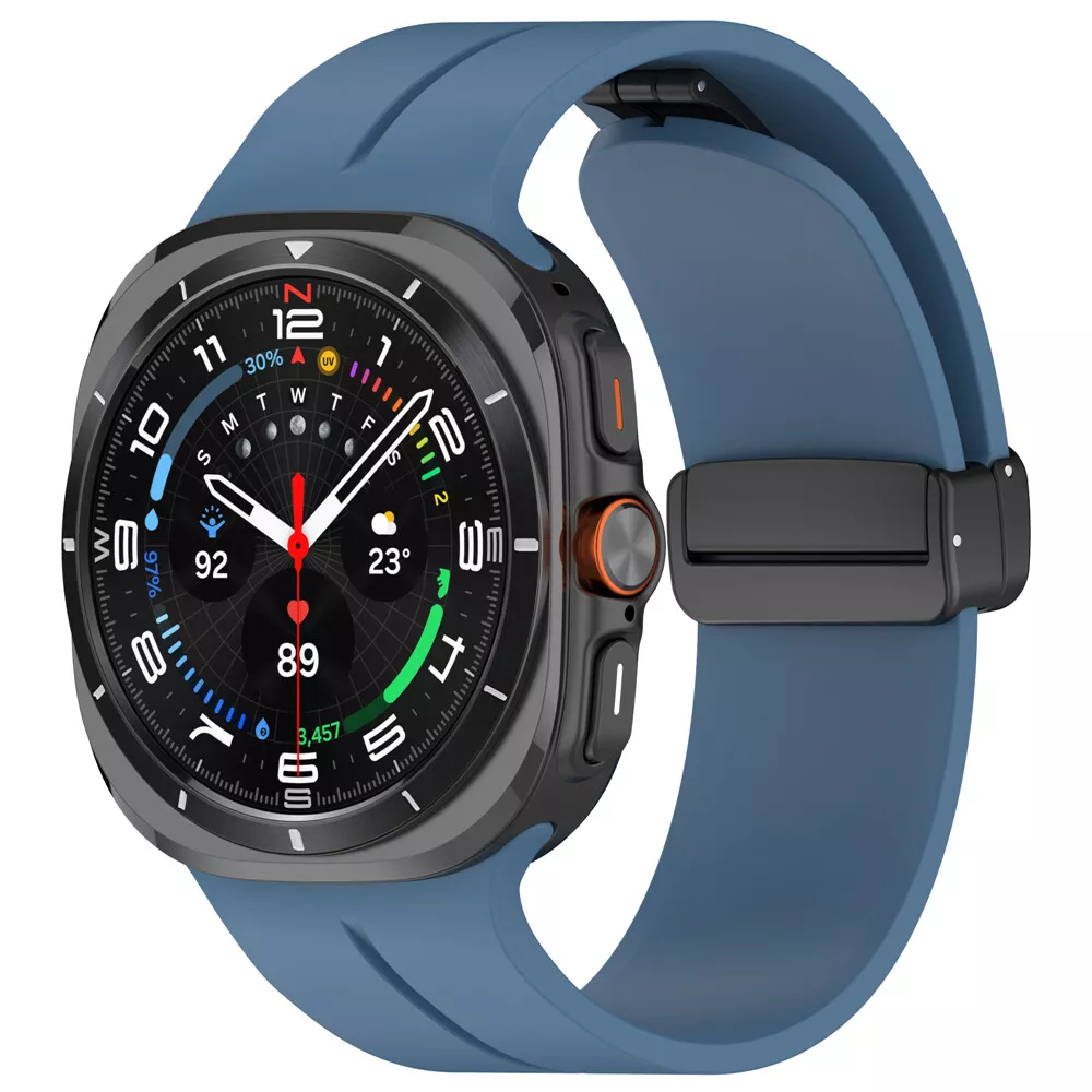 Strap-it Samsung Galaxy Watch Ultra 2025 sport band met D-buckle (grijsblauw)