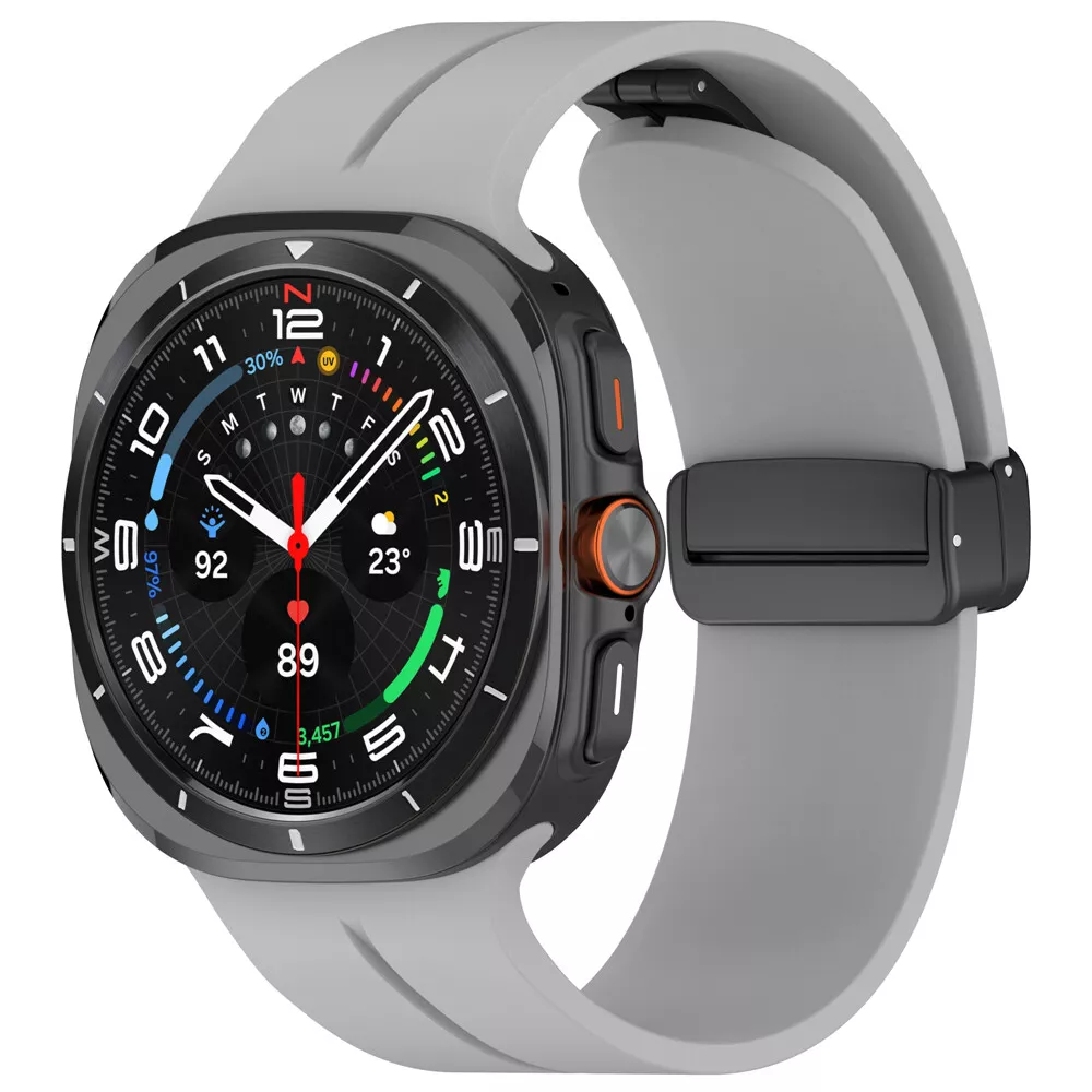 Strap-it Samsung Galaxy Watch Ultra 2025 sport band met D-buckle (grijs)