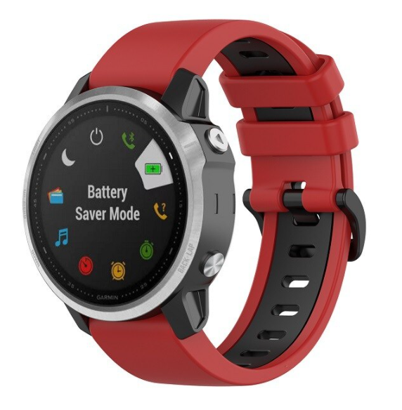 Strap-it Garmin Fenix 8 - 43mm sport gesp band (rood/zwart)