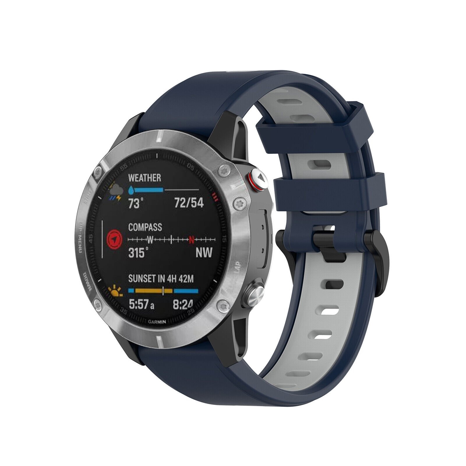 Strap-it Garmin Quatix 3 / 6x / 7x Solar sport gesp band (blauw/grijs)