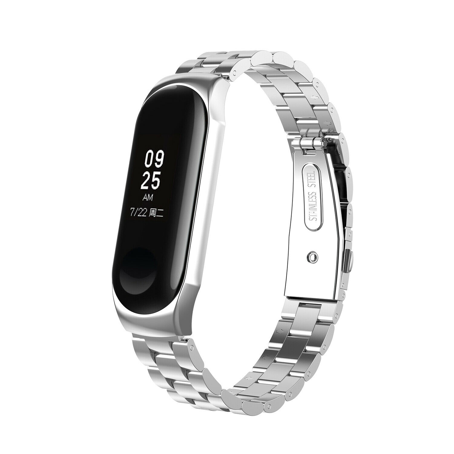 Strap-it Xiaomi Mi Band  3 / 4 stalen bandje (zilver)