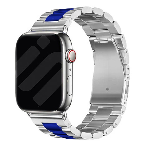 Strap-it Apple Watch stalen band (zilver/blauw)