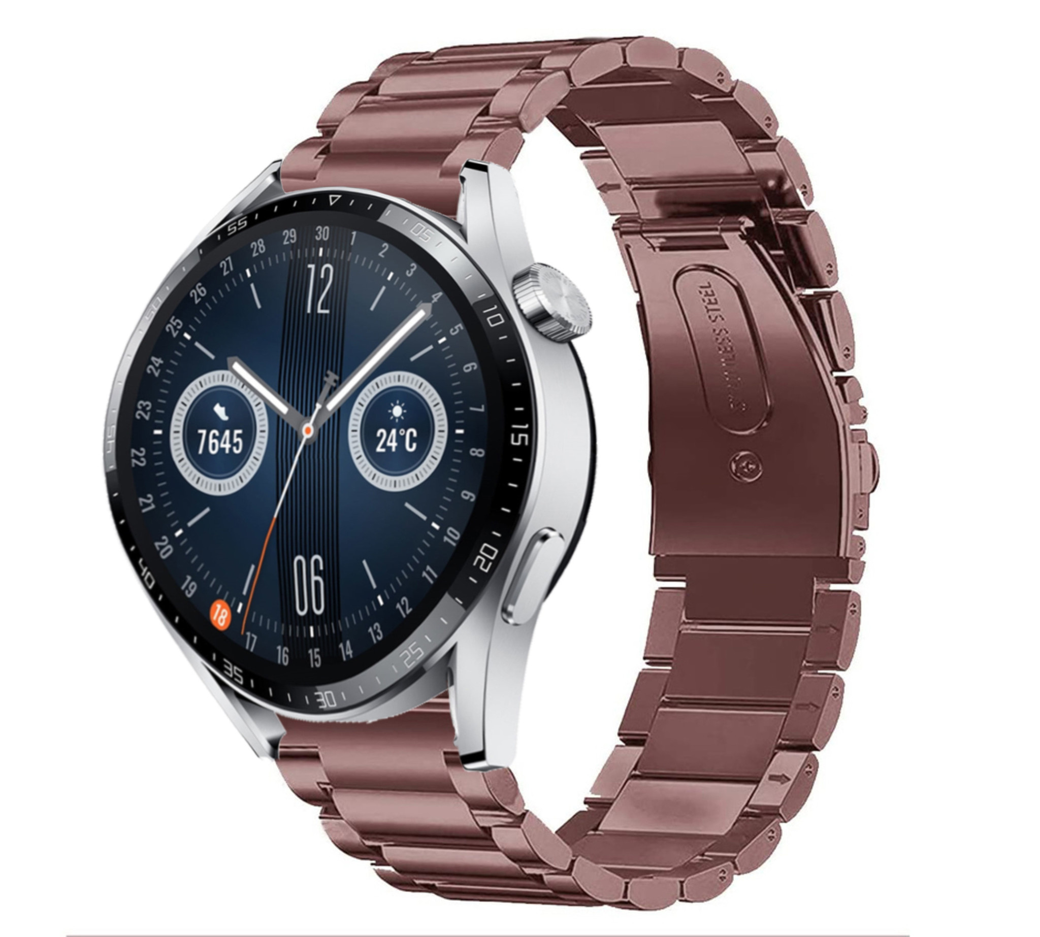 Strap-it Huawei Watch GT 3 46mm stalen band (brons-goud)