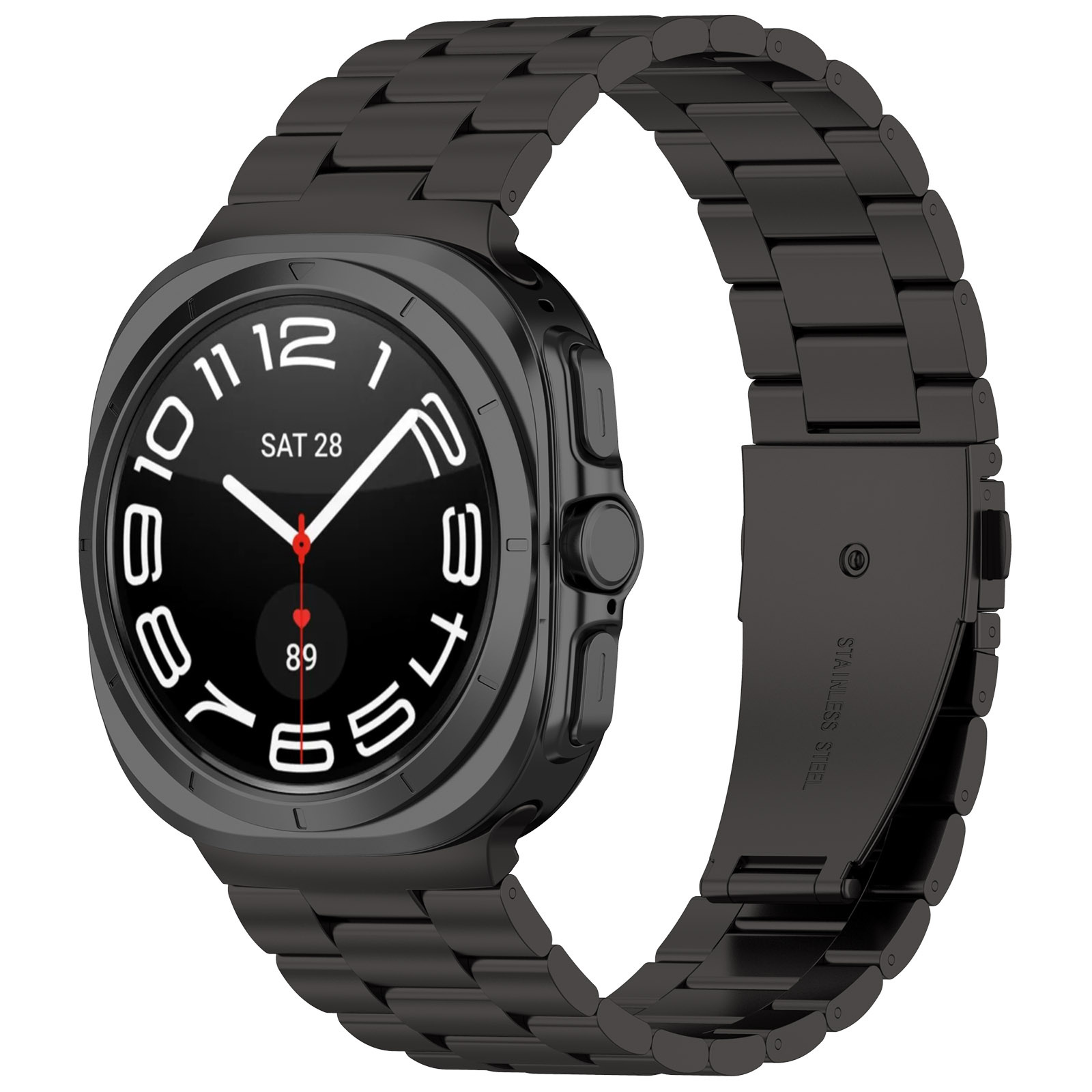 Strap-it Samsung Galaxy Watch Ultra 2025 stalen band (zwart)