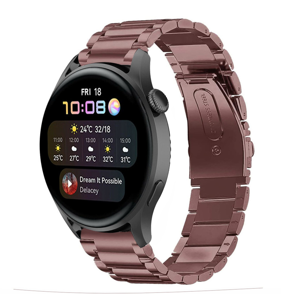 Strap-it Huawei Watch 3 (Pro) stalen band (brons-goud)
