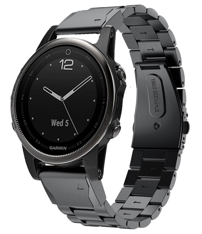 Strap-it Garmin Fenix 8 - 43mm stalen band (zwart)