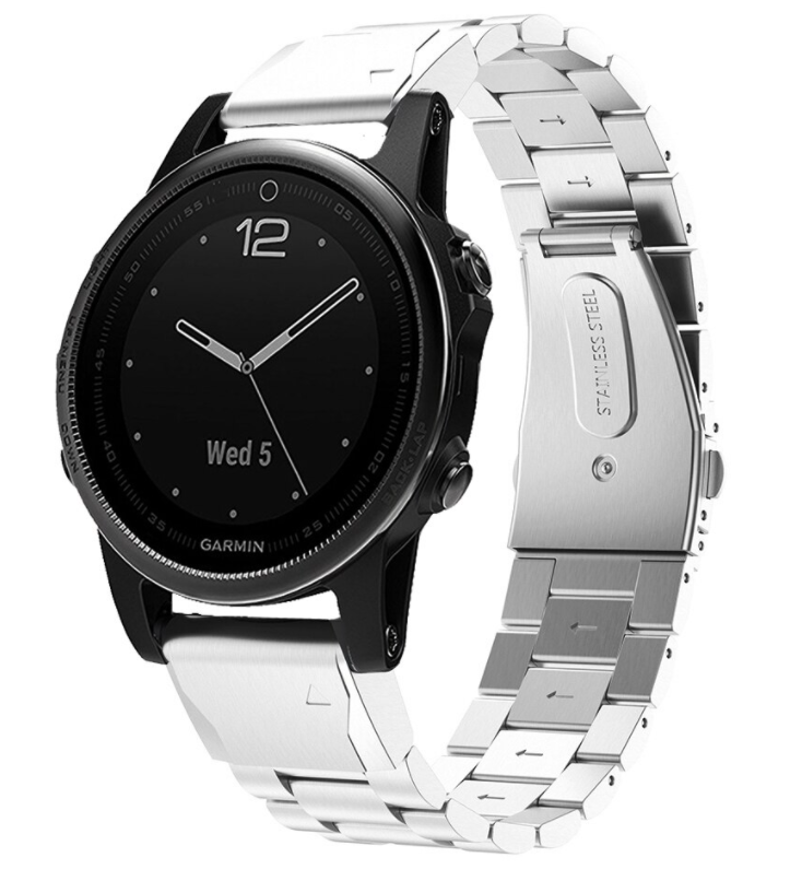 Strap-it Garmin Fenix 8 - 43mm stalen band (zilver)