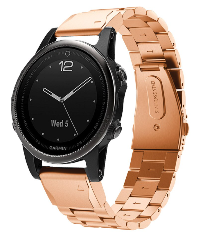 Strap-it Garmin Fenix 8 - 43mm stalen band (rosé goud)