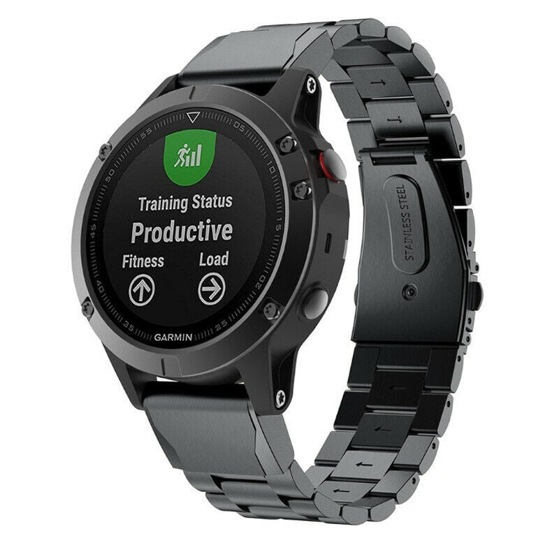Strap-it Garmin Fenix E stalen band (zwart)