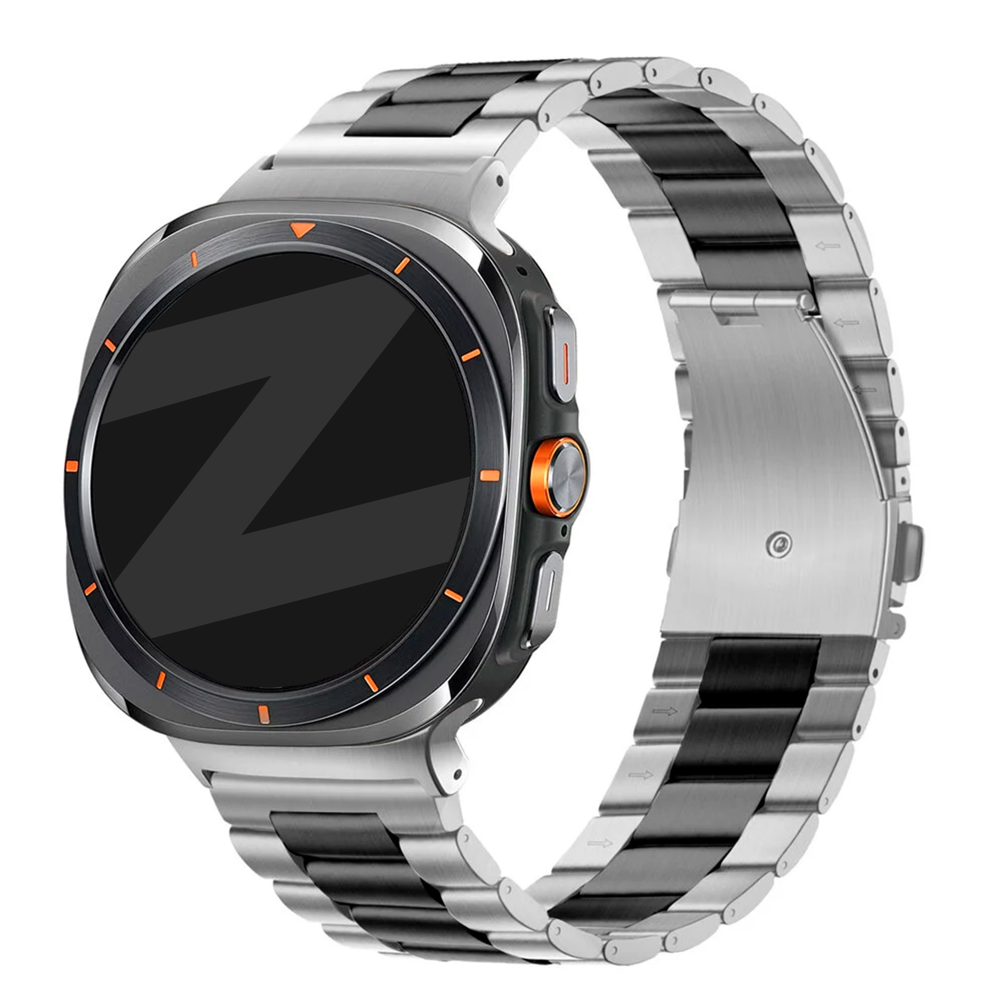 Bandz Samsung Galaxy Watch Ultra 2025 stalen band 'Classic' (zilver/zwart)
