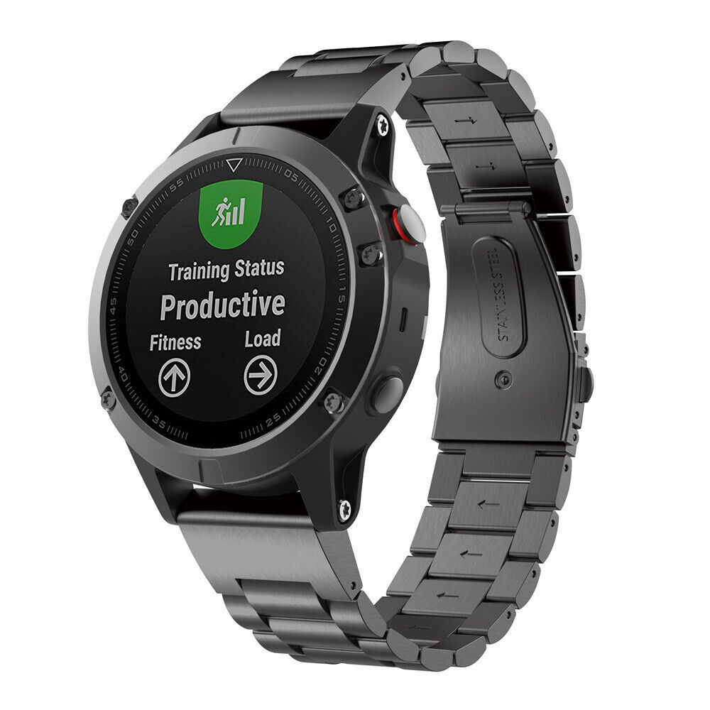 Strap-it Garmin Instinct stalen band (zwart)