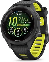 Garmin Forerunner 265S 42 mm zwart met een zwart/geel siliconen polsband - refurbished