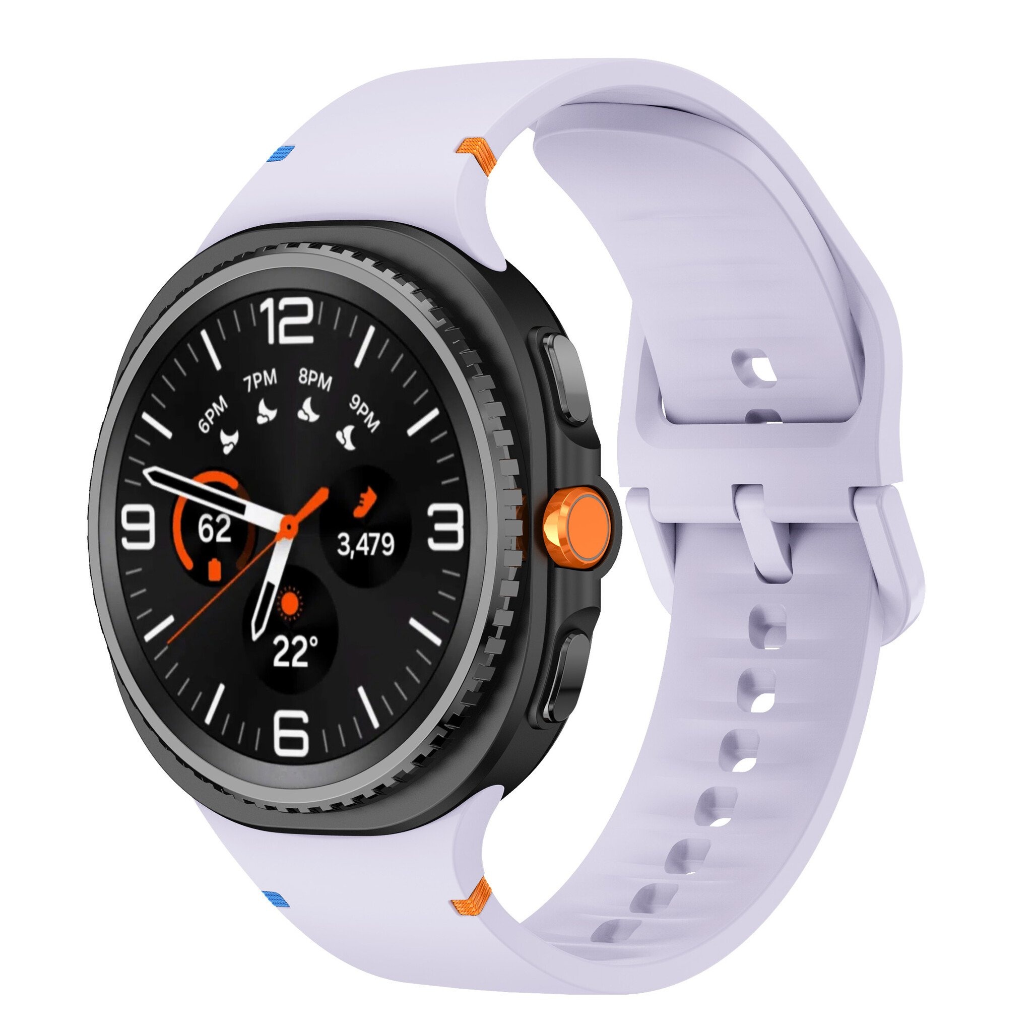 Strap-it Samsung Galaxy Watch 8 - 44mm siliconen bandje (lichtpaars)