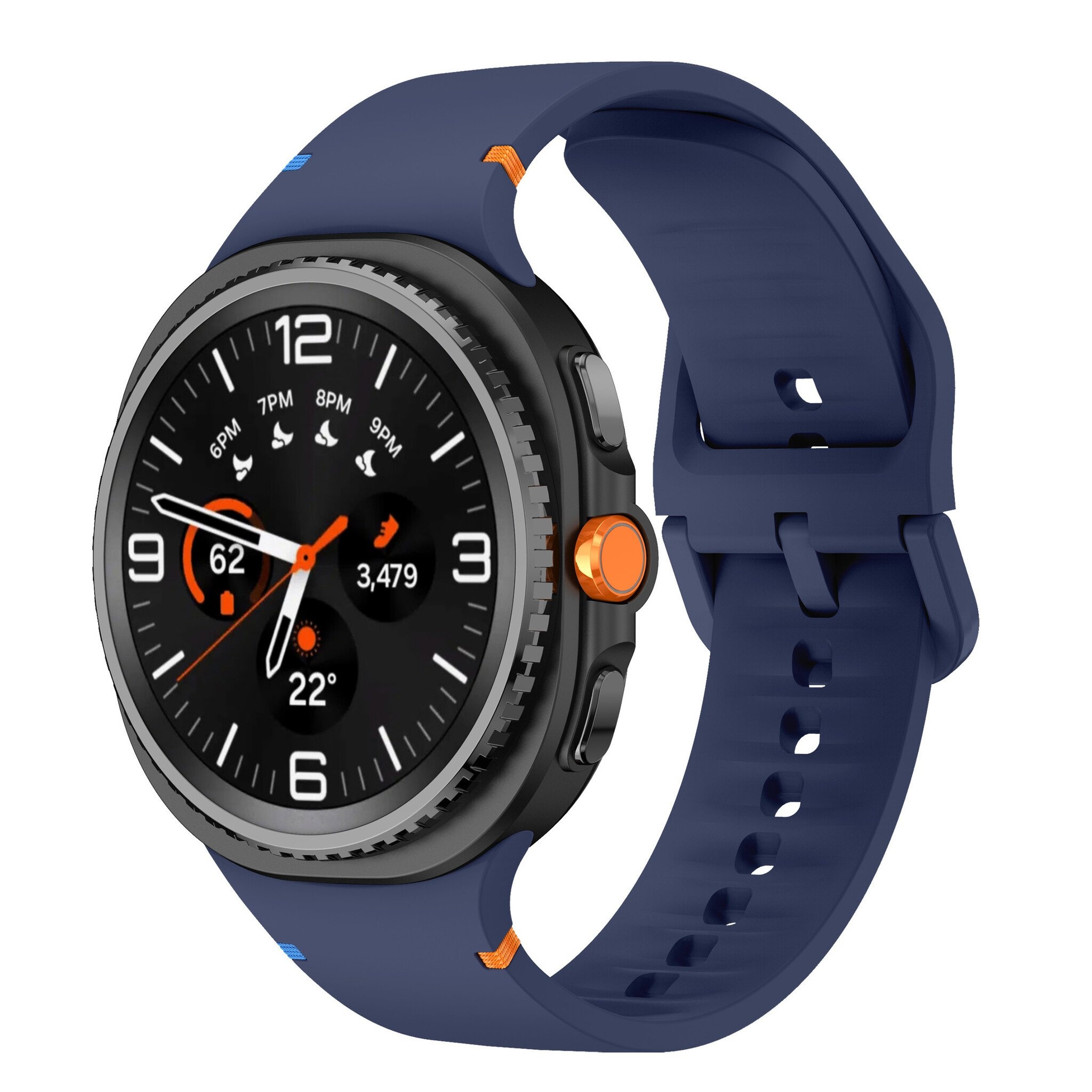 Strap-it Samsung Galaxy Watch 8 - 44mm siliconen bandje (donkerblauw)