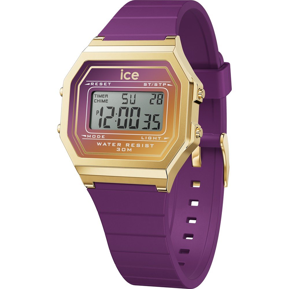 Ice-watch Chronograaf ICE digit retro sunset - Small Quartzhorloge, polshorloge, dameshorloge, digitaal, siliconen armband, stopwatchfunctie