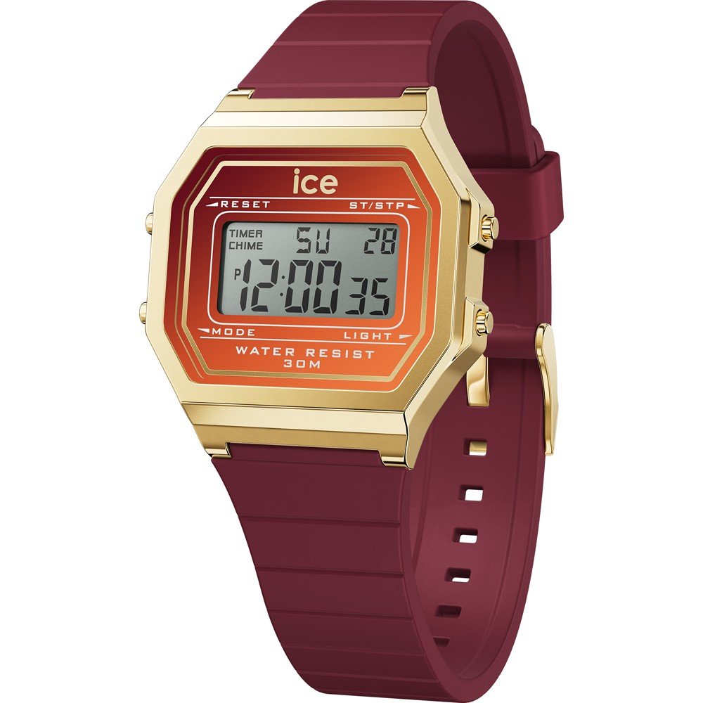 Ice-watch Chronograaf ICE digit retro sunset - Small Quartzhorloge, polshorloge, dameshorloge, digitaal, siliconen armband, stopwatchfunctie