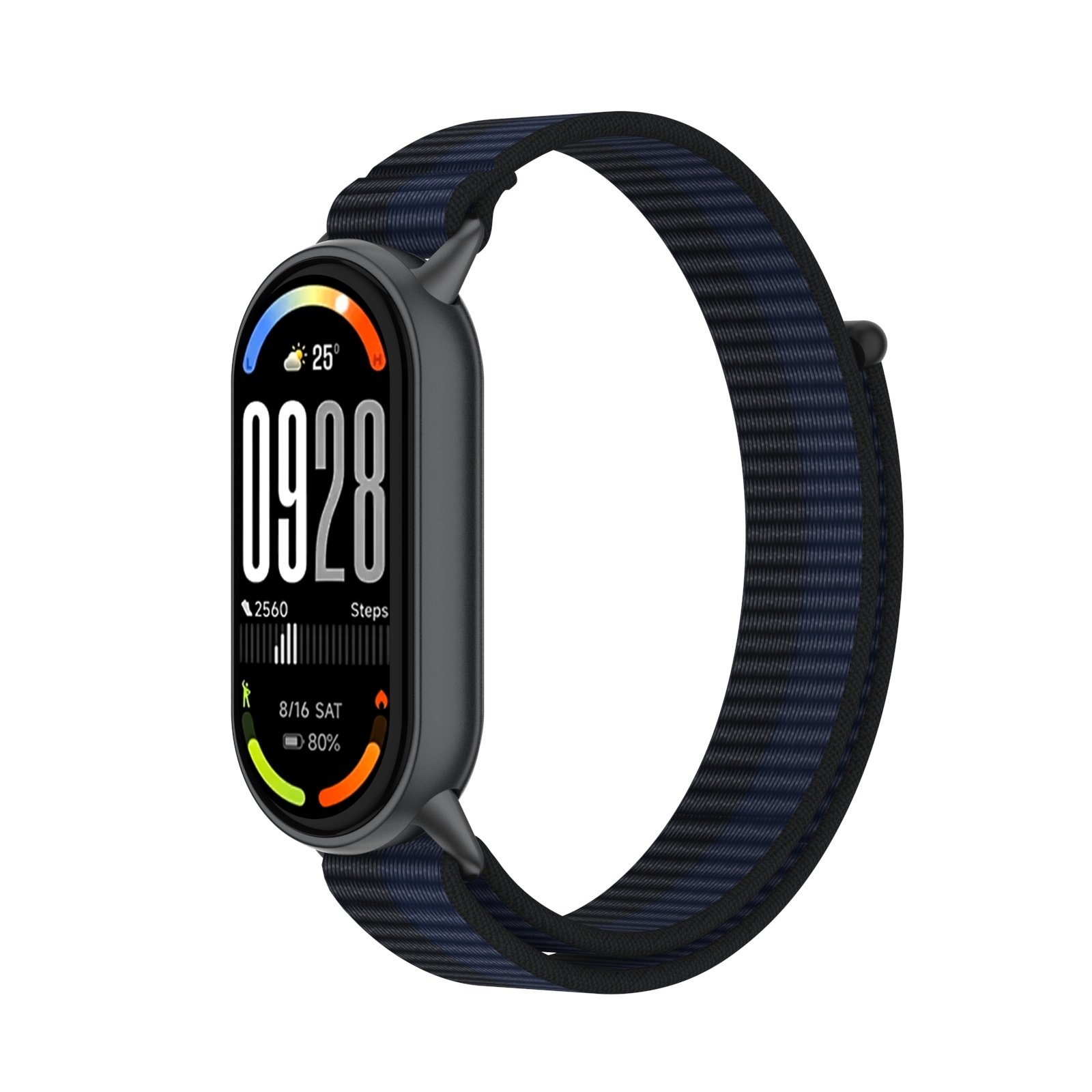 Strap-it Xiaomi Smart Band 8 modern nylon band (donkerblauw)