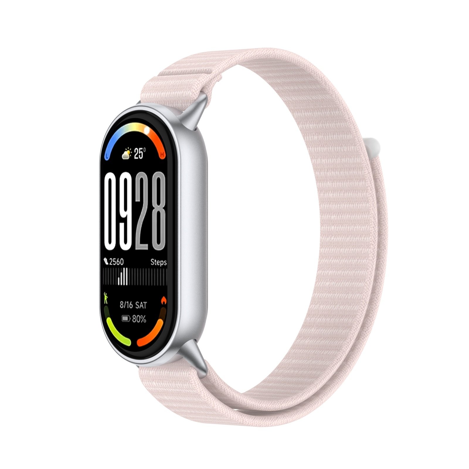 Strap-it Xiaomi Smart Band 8 modern nylon band (lichtroze)