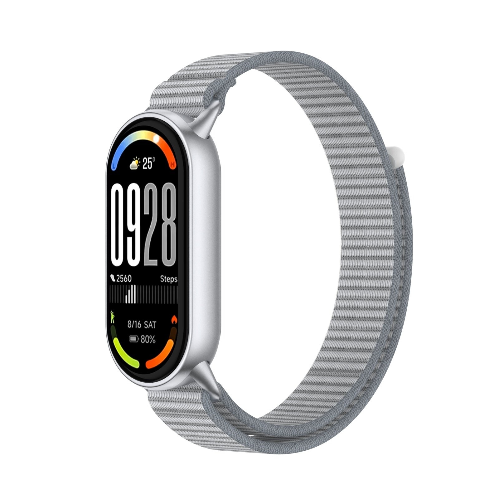 Strap-it Xiaomi Smart Band 10 modern nylon band (grijs)