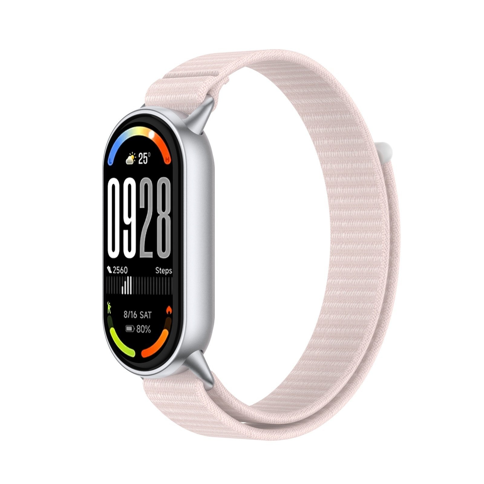 Strap-it Xiaomi Smart Band 10 modern nylon band (lichtroze)