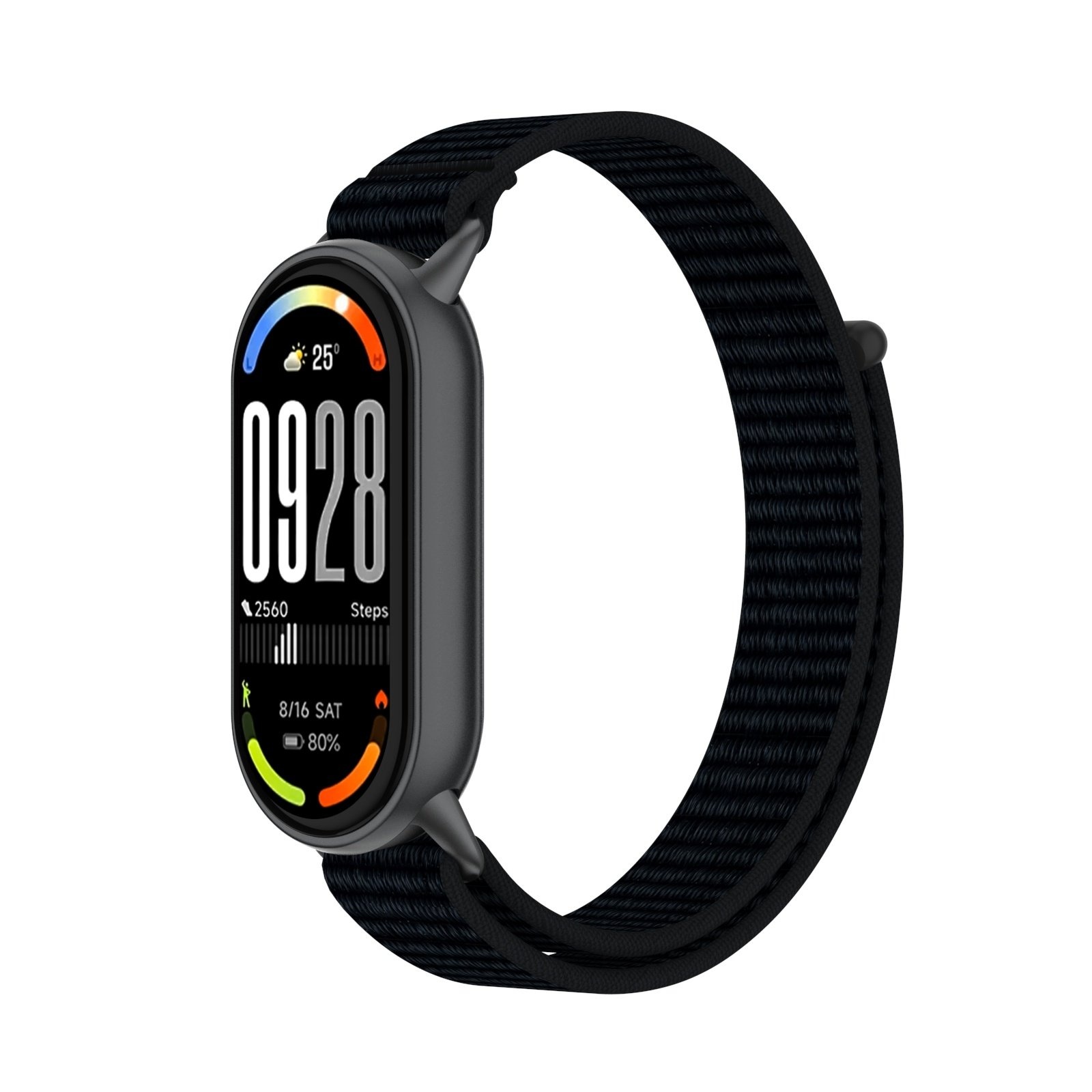 Strap-it Xiaomi Smart Band 10 modern nylon band (zwart)