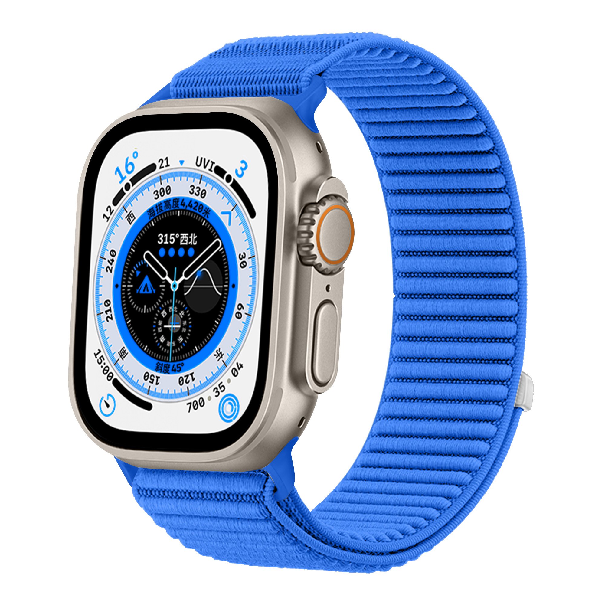 Strap-it Apple Watch wave nylon band (royaal blauw)
