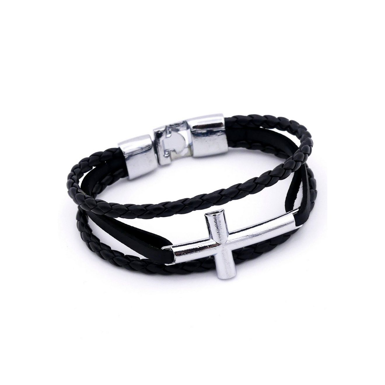 Firetti Armband Kruis, meerrijig, gedeeltelijk gevlochten