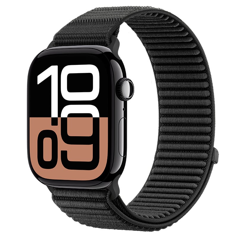 Strap-it Apple Watch wave nylon band (zwart)