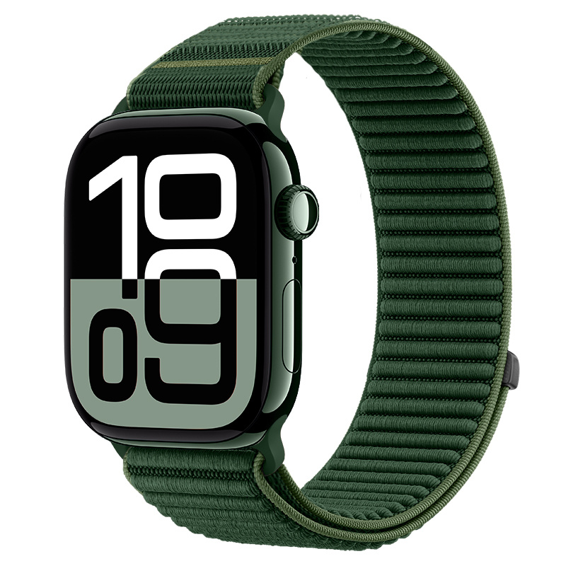 Strap-it Apple Watch wave nylon band (donkergroen)