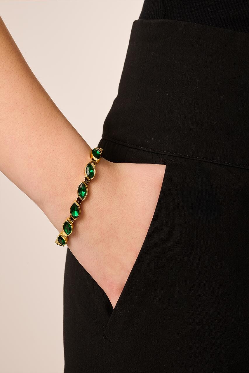Dyrberg Kern Dyrberg/Kern Celtis Bracelet, Color: Gold/Green, Onesize, Women