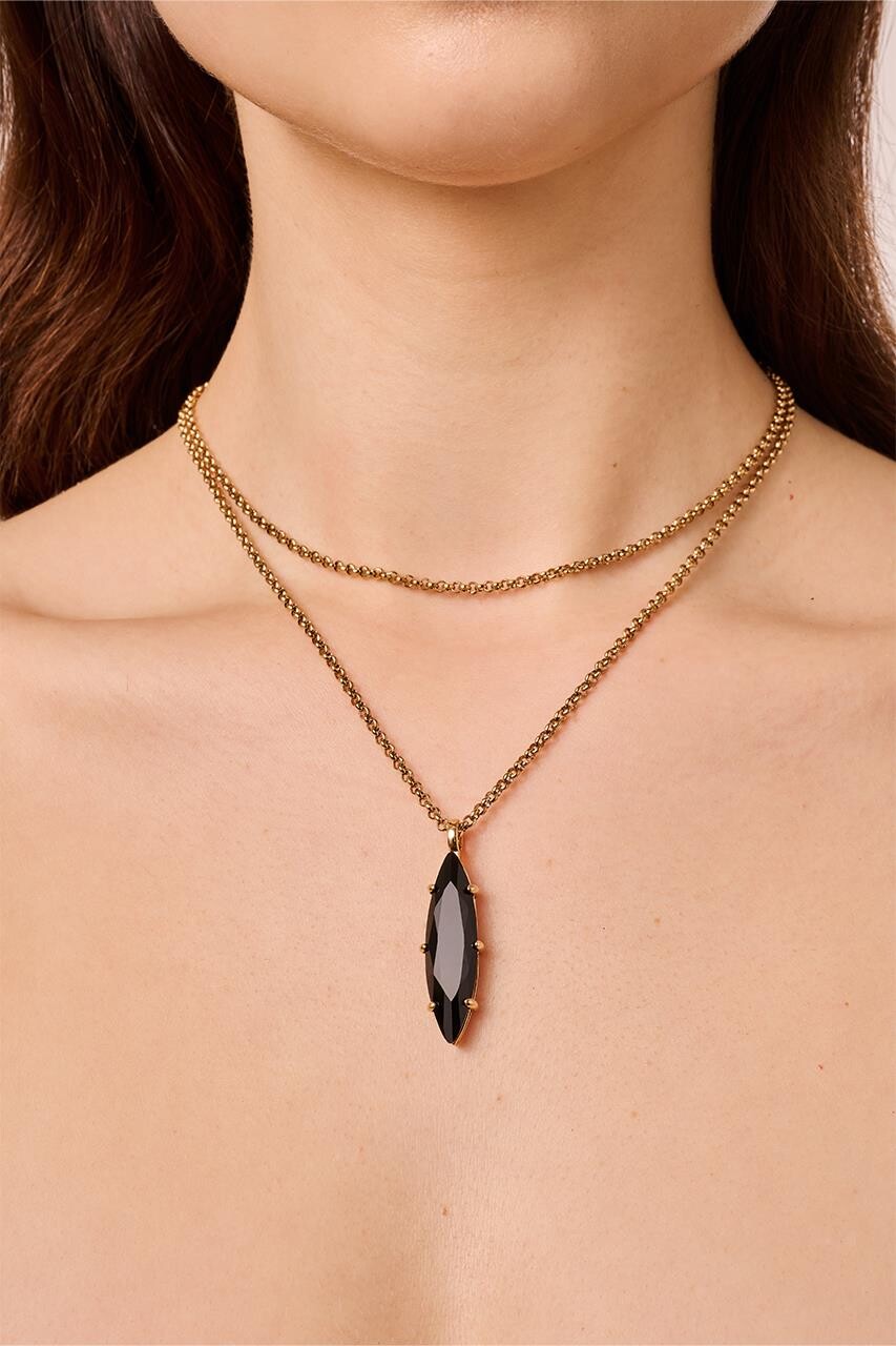 Dyrberg Kern Dyrberg/Kern Takeshi Necklace, Color: Gold/Black, Onesize, Women